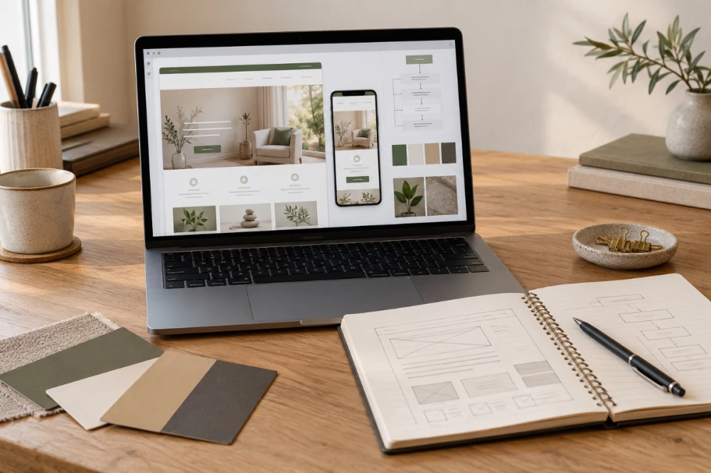 Planung und Gestaltung einer neuen Praxis-Website am Laptop