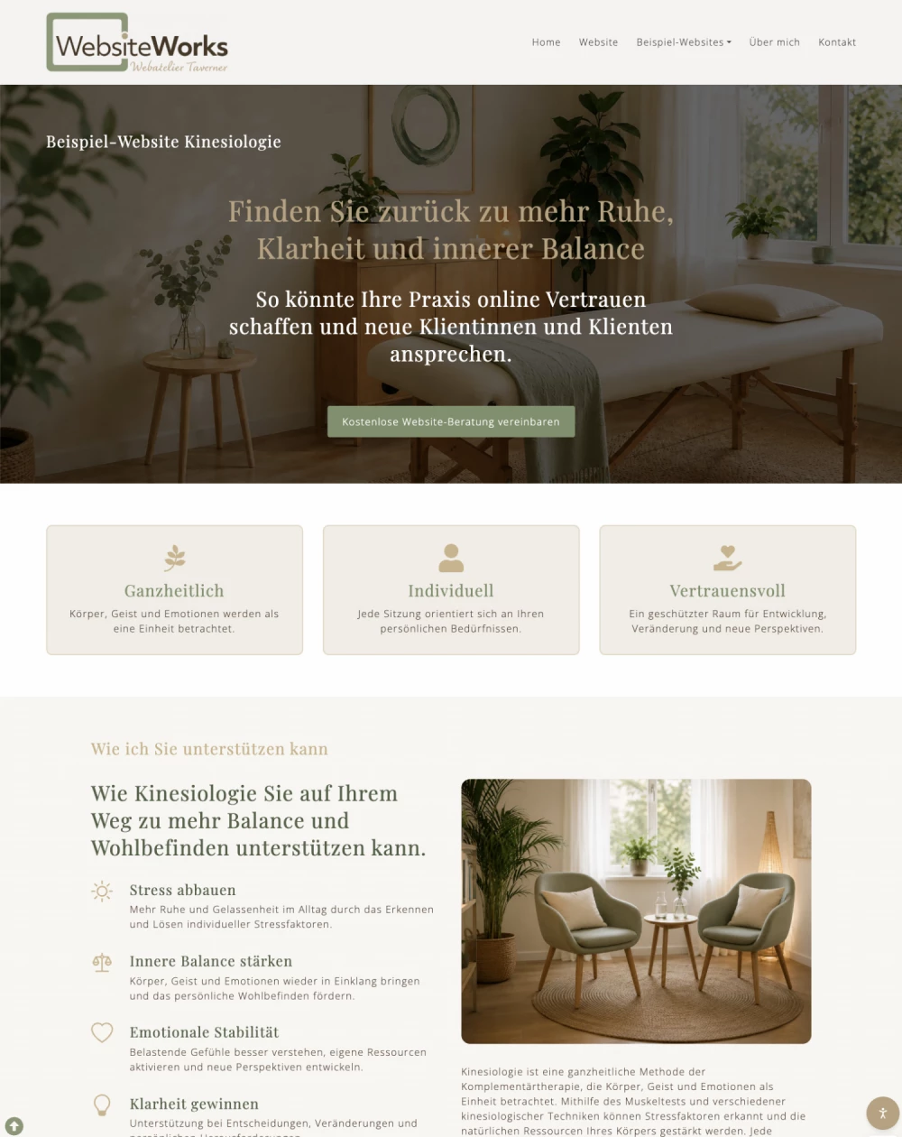Beispiel-Website Kinesiologie