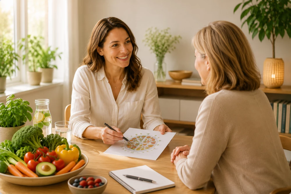 Ernährungsberaterin im Gespräch mit Klientin