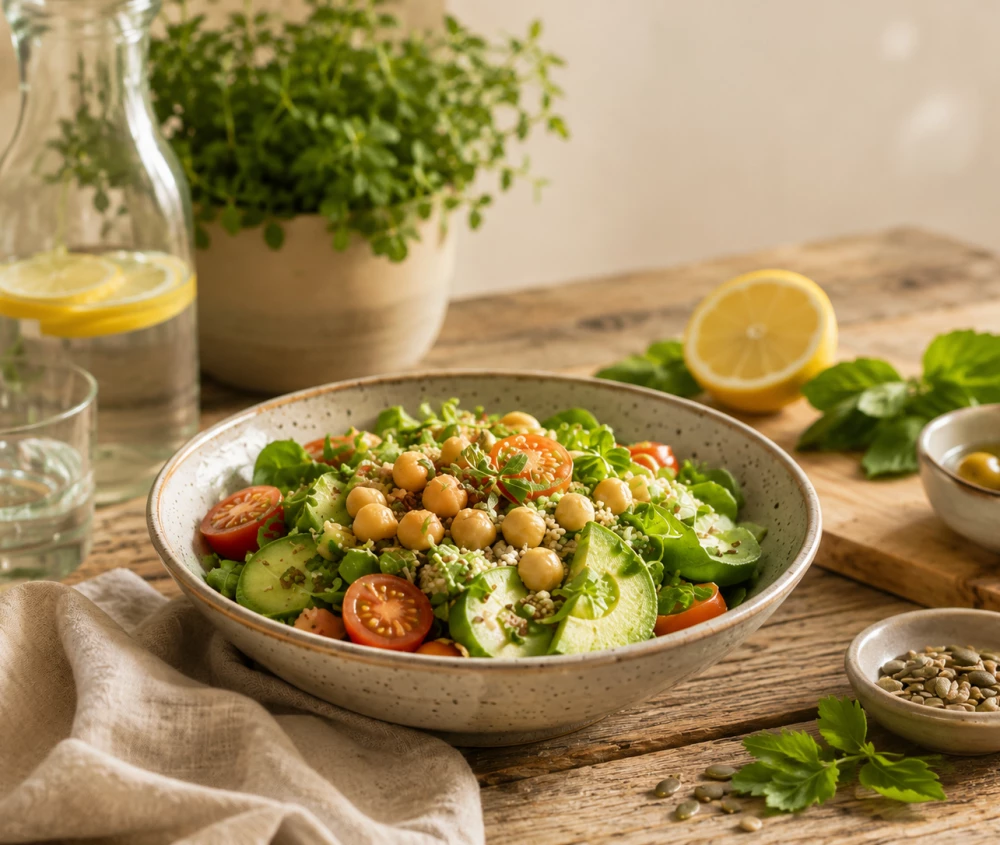 gesunder Salat mit kräutern